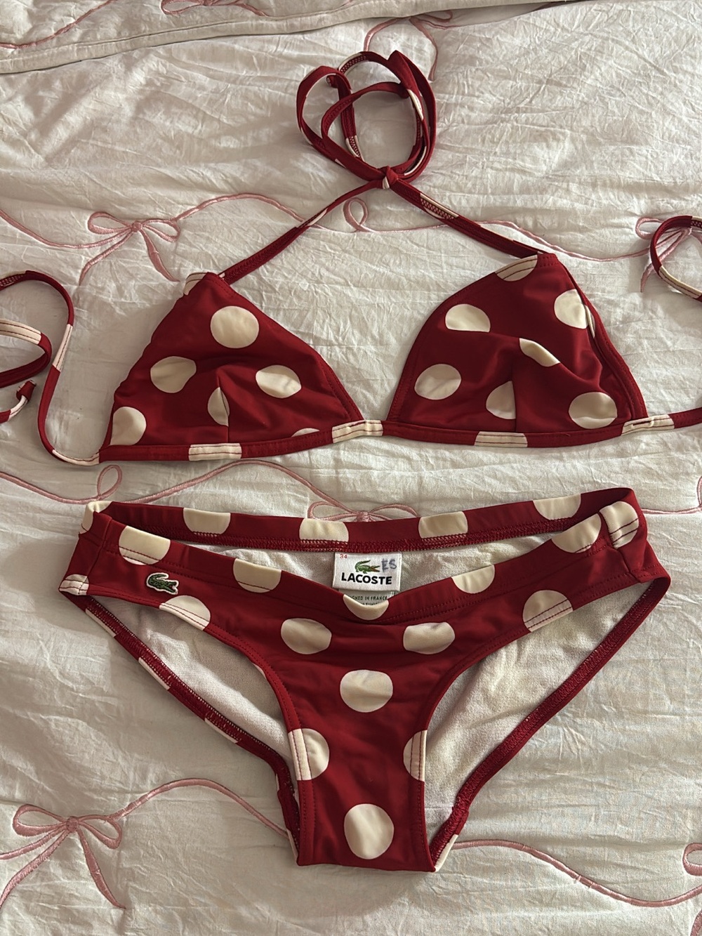 Lacoste Red Polka Dot Bikini Set